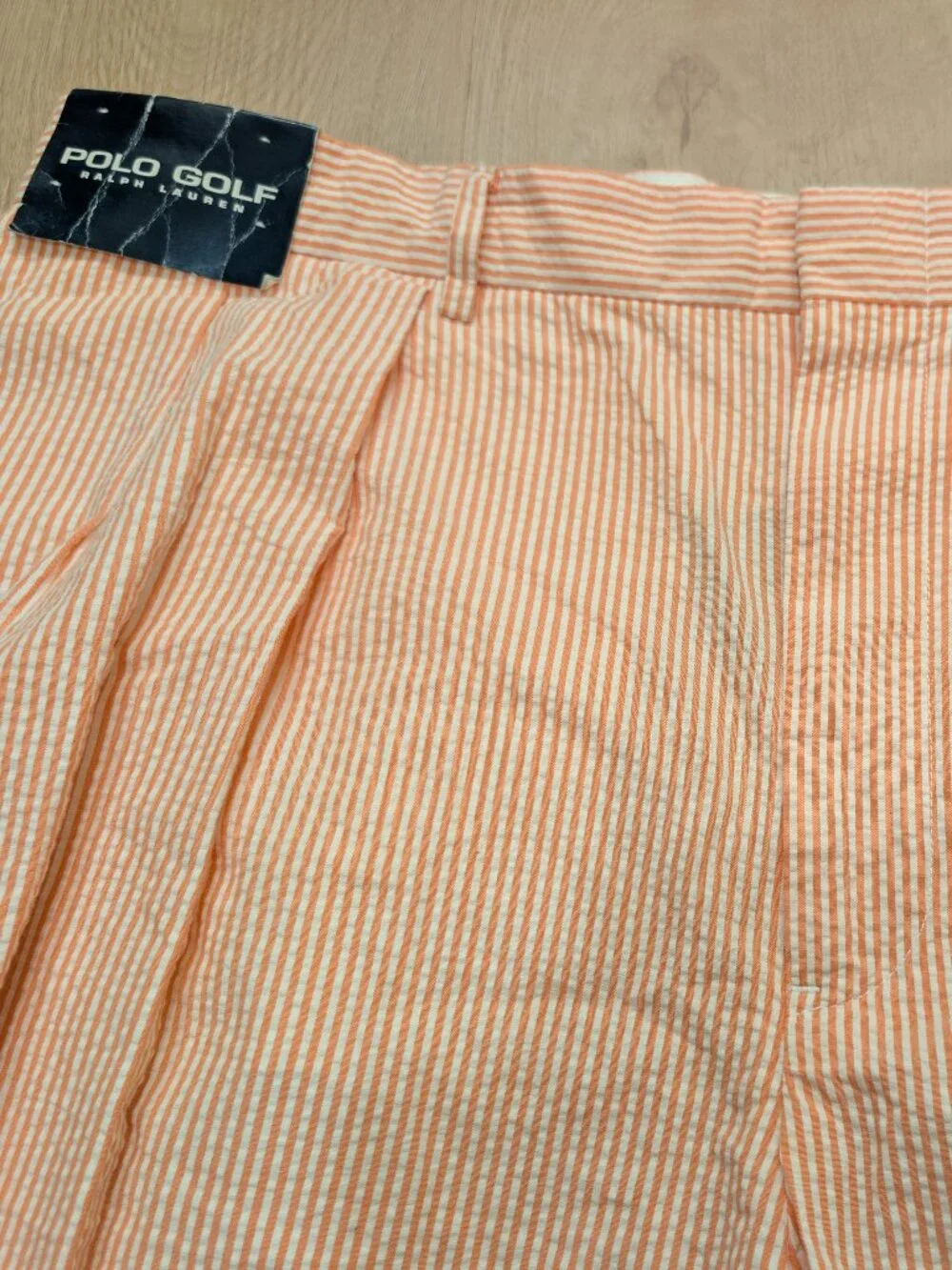 Ralph Lauren Polo Golf Pink White Striped Seersucker Chino Shorts Mens 38 NWT